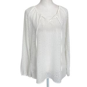 Dylan White Boho Cut-Out Blouse Top Womens Size Small